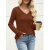 imageANRABESS Womens V Neck Sweaters 2025 Fall Long Sleeve Shirts Lightweight Ribbed Knit Basic Casual Office Work Tunic TopsBurnt Orange
