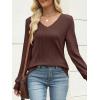 imageANRABESS Womens V Neck Sweaters 2025 Fall Long Sleeve Shirts Lightweight Ribbed Knit Basic Casual Office Work Tunic TopsDeep Brown