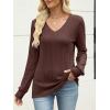 imageANRABESS Womens V Neck Sweaters 2025 Fall Long Sleeve Shirts Lightweight Ribbed Knit Basic Casual Office Work Tunic TopsDeep Brown