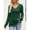 imageANRABESS Womens V Neck Sweaters 2025 Fall Long Sleeve Shirts Lightweight Ribbed Knit Basic Casual Office Work Tunic TopsDeep Green