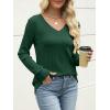 imageANRABESS Womens V Neck Sweaters 2025 Fall Long Sleeve Shirts Lightweight Ribbed Knit Basic Casual Office Work Tunic TopsDeep Green