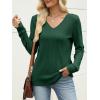 imageANRABESS Womens V Neck Sweaters 2025 Fall Long Sleeve Shirts Lightweight Ribbed Knit Basic Casual Office Work Tunic TopsDeep Green