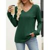 imageANRABESS Womens V Neck Sweaters 2025 Fall Long Sleeve Shirts Lightweight Ribbed Knit Basic Casual Office Work Tunic TopsDeep Green