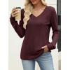 imageANRABESS Womens V Neck Sweaters 2025 Fall Long Sleeve Shirts Lightweight Ribbed Knit Basic Casual Office Work Tunic TopsDeep Red