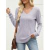 imageANRABESS Womens V Neck Sweaters 2025 Fall Long Sleeve Shirts Lightweight Ribbed Knit Basic Casual Office Work Tunic TopsGrey