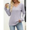 imageANRABESS Womens V Neck Sweaters 2025 Fall Long Sleeve Shirts Lightweight Ribbed Knit Basic Casual Office Work Tunic TopsGrey