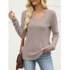 imageANRABESS Womens V Neck Sweaters 2025 Fall Long Sleeve Shirts Lightweight Ribbed Knit Basic Casual Office Work Tunic TopsGrey Khaki