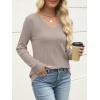 imageANRABESS Womens V Neck Sweaters 2025 Fall Long Sleeve Shirts Lightweight Ribbed Knit Basic Casual Office Work Tunic TopsGrey Knaki