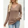 imageANRABESS Womens V Neck Sweaters 2025 Fall Long Sleeve Shirts Lightweight Ribbed Knit Basic Casual Office Work Tunic TopsKhaki