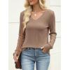 imageANRABESS Womens V Neck Sweaters 2025 Fall Long Sleeve Shirts Lightweight Ribbed Knit Basic Casual Office Work Tunic TopsKhaki