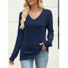 imageANRABESS Womens V Neck Sweaters 2025 Fall Long Sleeve Shirts Lightweight Ribbed Knit Basic Casual Office Work Tunic TopsNavy Blue