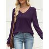 imageANRABESS Womens V Neck Sweaters 2025 Fall Long Sleeve Shirts Lightweight Ribbed Knit Basic Casual Office Work Tunic TopsPurple