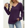 imageANRABESS Womens V Neck Sweaters 2025 Fall Long Sleeve Shirts Lightweight Ribbed Knit Basic Casual Office Work Tunic TopsPurple