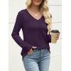 imageANRABESS Womens V Neck Sweaters 2025 Fall Long Sleeve Shirts Lightweight Ribbed Knit Basic Casual Office Work Tunic TopsPurple