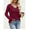 imageANRABESS Womens V Neck Sweaters 2025 Fall Long Sleeve Shirts Lightweight Ribbed Knit Basic Casual Office Work Tunic TopsRed