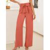 imageANRABESS Womens Wide Leg Palazzo Pants Belted High Waisted Business Casual Flowy Long Trousers with PocketsOrange Red