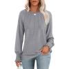 imageANRABESS Long Sleeve Shirts for Women 2025 Fall Dressy Casual Tops Pleated Crewneck Loose Basic Blouses FashionGrey