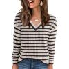imageANRABESS Long Sleeve Shirts for Women V Neck Casual Fall Tops Loose Fit Lightweight Sweaters Tunic Fashion 2025 ClothesStriped Apricot