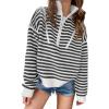 imageANRABESS Sweaters for Women Striped Half Zip Long Sleeve Ribbed Knit Pullover Comfy Casual Lightweight Tops 2025 Fall FashionStriped Black White