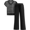 imageANRABESS Women 2 Piece Lounge Sets Crochet Knit Sweater Vest Wide Leg Pants Summer Casual Travel Matching Outfits ClothesBlack