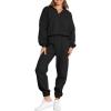imageANRABESS Women 2 Piece Outfits Sweatsuit Oversized Half Zip Sweatshirt Jogger Sweatpants Tracksuit Lounge Set 2025 ClothesBlack