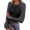 imageANRABESS Women Long Sleeve Shirts Ribbed Knit Slim Fitted Tops Casual Basic Tight Tee TShirts 2025 Fall Underscrubs LayerBlack Grey