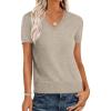imageANRABESS Women Wool Blend Sweater Summer 2025 Short Sleeve V Neck Pullover Top Business Casual Outfit Beach Vacation ClothesAlmond
