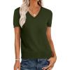 imageANRABESS Women Wool Blend Sweater Summer 2025 Short Sleeve V Neck Pullover Top Business Casual Outfit Beach Vacation ClothesArmy Green