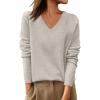 imageANRABESS Womens 100 Wool Sweaters V Neck Long Sleeve Work Business Casual Basic Pullover Sweater Tops 2025 Fall OutfitsApricot