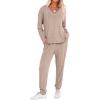 imageANRABESS Womens 2 Piece Lounge Pajama Sets Casual Ribbed Knit V Neck Long Sleeve Jogger Pants Matching Set 2025 Fall OutfitsKhaki