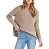 imageANRABESS Womens 2025 Fall Waffle Sweaters Long Sleeve Thumbhole Casual Knitted Side Zipper Pullover Sweaters TopKhaki