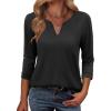 imageANRABESS Womens 34 Length Sleeve Tops V Neck Basic Tee Shirts 2025 Spring Summer Dressy Casual Tunic Blouses OutfitsBlack