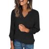 imageANRABESS Womens Long Sleeve Shirts Fall Lightweight V Neck Sweater Tops Dressy Casual Loose Fit Tunic 2025 Fashion ClothesBlack