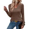 imageANRABESS Womens Long Sleeve Shirts V Neck Lightweight Sweater Tops 2025 Fall Dressy Casual Work Tunic BlouseBrown