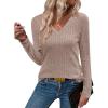 imageANRABESS Womens Long Sleeve Shirts V Neck Lightweight Sweater Tops 2025 Fall Dressy Casual Work Tunic BlouseTan