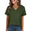 imageANRABESS Womens T Shirts Short Sleeve V Neck Shirts Summer Loose Fit Dressy Tops Business Casual Blouses 2025 Basic TeesArmy Green