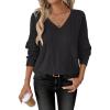 imageANRABESS Womens V Neck Sweaters 2025 Fall Long Sleeve Shirts Lightweight Ribbed Knit Basic Casual Office Work Tunic TopsBlack