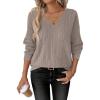imageANRABESS Womens V Neck Sweaters 2025 Fall Long Sleeve Shirts Lightweight Ribbed Knit Basic Casual Office Work Tunic TopsGrey Knaki