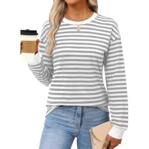 imageANRABESS Long Sleeve Shirts for Women Striped Crewneck Loose Fit Tunic Tops 2025 Fall Color Block TShirtWhite Stripes Combo