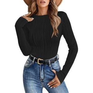 imageANRABESS Women Long Sleeve Tops Slim Fitted Business Casual Shirts Rib Textured TShirts 2025 Fall Outfits Dressy Work BlouseBlack