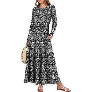 imageANRABESS Womens Long Sleeve Maxi Dress 2025 Fall Casual Button Fit ampamp Flare ALine Swing Flowy Long Dresses Winter TrendyBlack Floral