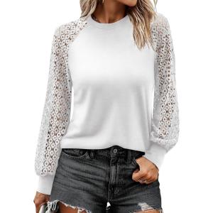 imageANRABESS Womens Long Sleeve Shirts Lace Tops Business Casual Blouses 2025 Fall Fashion OutfitsWhite