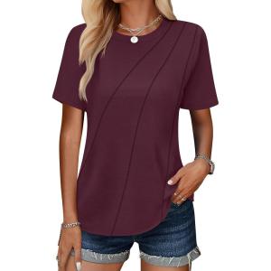 imageANRABESS Womens Summer Tops Workout Shirts Beach Vacation Outfits Business Tshirts Dressy Fashion Spring Clothes 2025Burgundy