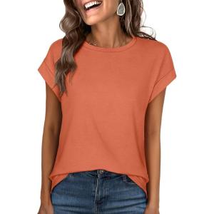 imageANRABESS Womens Tops Summer Cap Sleeve Basic Tee Shirts 2025 Trendy Loose Fit Casual Dressy Business Work Tshirts ClothesOrange