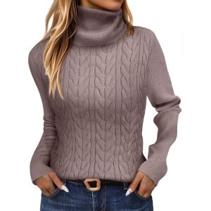 imageANRABESS Womens Turtleneck Cable Knit Sweaters Long Sleeve Fitted Business Casual Pullover Top 2025 Fall OutfitsNutmeg
