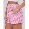 imageANRABESS Boxer Shorts for Women Gingham Pajama 2025 Summer Casual Lounge Sleep Plaid Shorts Y2K Beach BottomsHot Pink White Plaid