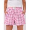 imageANRABESS Boxer Shorts for Women Gingham Pajama 2025 Summer Casual Lounge Sleep Plaid Shorts Y2K Beach BottomsHot Pink White Plaid