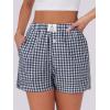imageANRABESS Boxer Shorts for Women Gingham Pajama 2025 Summer Casual Lounge Sleep Plaid Shorts Y2K Beach BottomsNavy Blue White Plaid