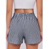 imageANRABESS Boxer Shorts for Women Gingham Pajama 2025 Summer Casual Lounge Sleep Plaid Shorts Y2K Beach BottomsNavy Blue White Plaid