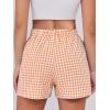 imageANRABESS Boxer Shorts for Women Gingham Pajama 2025 Summer Casual Lounge Sleep Plaid Shorts Y2K Beach BottomsOrange White Plaid